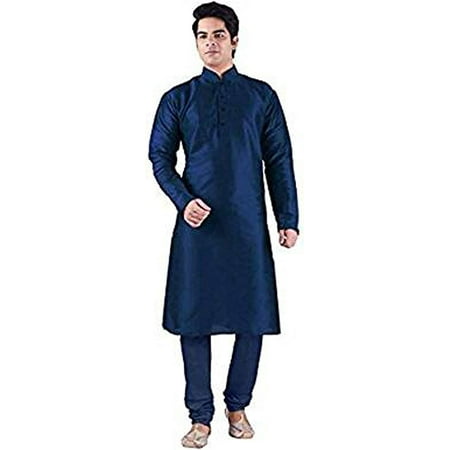 

Royal Kurta Men s Silk Blend Kurta & Churidaar Set Blue
