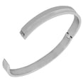 thumbnail image 2 of Stainless Steel Oval-Shape Silver-Tone Classic Matte Polished Bangle Bracelet, 2 of 3
