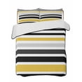 thumbnail image 2 of Yellow Black Stripe Full Size Down Alternative Comforter, Lightweight Comforter Quilt Bedding Set with Pillow Shams Modern Abstract Art Coarse Striped All Seasons Bed Comforter Duvet Insert 78"x90", 2 of 7