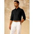 thumbnail image 2 of sogami Mens Cotton Oxford Shirt Long Sleeve Button Up Shirt Black Casual Shirt For Work, 2 of 7