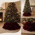 thumbnail image 7 of Christmas Tree Skirt 26.77in Burgundy Velvet-Look Double Ruffle Collar, 7 of 7