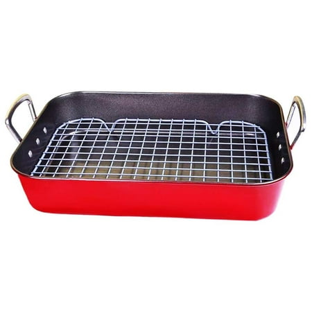 Roasting Pan with Rack Large Stainless Steel for Turkey Deep Nonstick 15inch Oven Safe