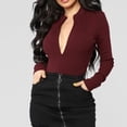 thumbnail image 3 of SMihono Pantalon en Lin pour Femmes Mode Grande Taille Décontracté Ample Femmes Sexy Fermeture Éclair Solide Manches Longues Col Rond Combinaison Body Jambes Larges Femmes, jusqu'à 65 % de Réduction!, 3 of 5
