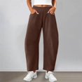 thumbnail image 3 of Barrel Sweatpants Women Fall Winter Elastic Waist Casual Loose Fit Wide Leg Sweat Pants Trousers with Pockets, 3 of 8