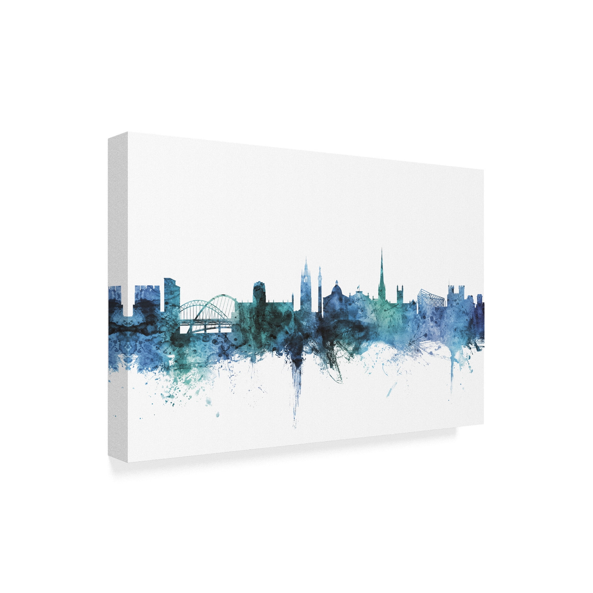Trademark Fine Art 'Newcastle England Blue Teal Skyline' Canvas Art by Michael Tompsett