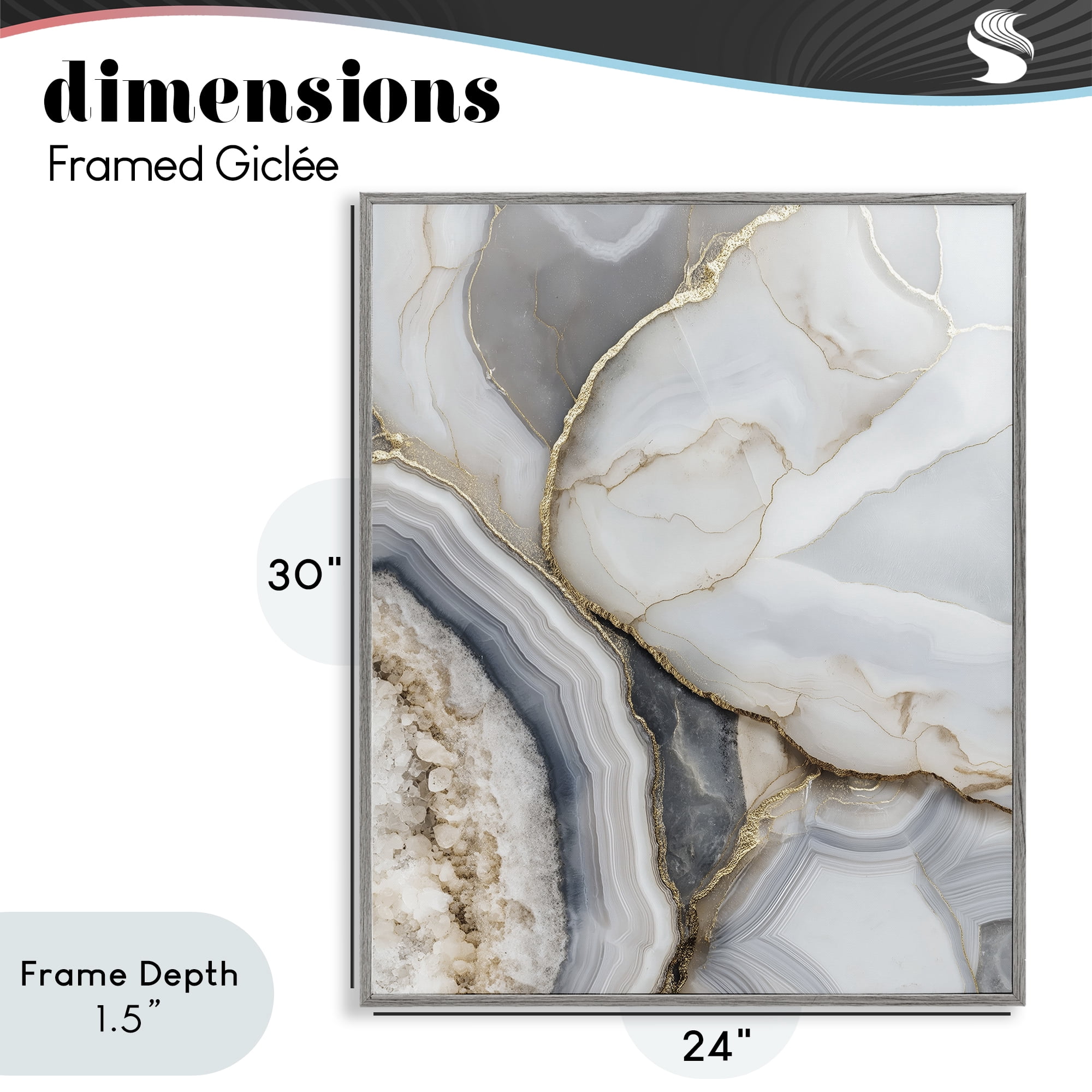 Stupell Industries Mineral Elegance Granite Gray Framed Giclee Art, design by Svetlana Aleynikova