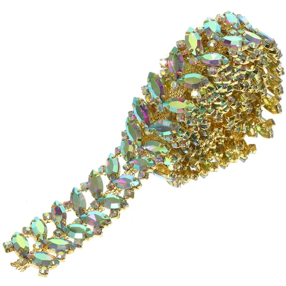 White Lace Trim Rhinestone Flower Chain Dress Decoration Bride