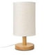 thumbnail image 1 of Promoción de invierno, moderna lámpara de mesita de noche redonda con pantalla de madera maciza de tela para sala de estar y dormitorio, 1 of 3