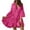 Hot Pink, variant on Summers Dresses For Women Casual Daily Short Sleeve V-Neck Solid Color Mini Flare Sleeve Dresses for Women Trendy White XXL