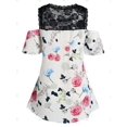 thumbnail image 2 of Blusa de túnica de encaje de encaje abiertas de talla grande. Rosegal Blusas Tallas Grandes, 2 of 5