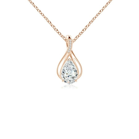 ANGARA IGI Certified Lab Grown 1 Ct Diamond Infinity Twist Pendant for Women in 14K Rose Gold (Size-9×5.5mm| Color-F-G| Clarity-VS) | Anniversary Jewelry Gift for Women | Lab-Grown Diamond Necklace