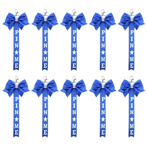 lanema Set of 10 Colorful Cheerleading Keychains Polyester Cheer Bows Ribbon Keyring Accessory for Sporty Girls and Teens