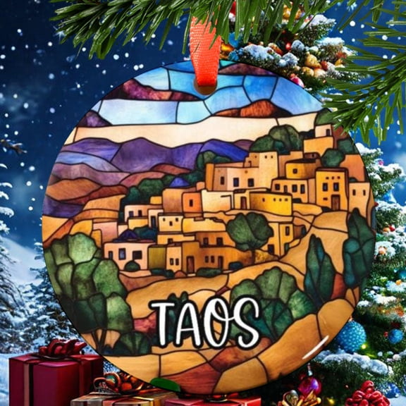 Taos New Mexico Christmas Ornament, Ceramic, Acrylic -, Travel Souvenir, Festive Tree, Vacation Keepsake 2025, Gift for Explorers, Edition, Holiday Tree Decoration