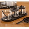 thumbnail image 4 of Glass Condiment Jar Spice Container with Lids and Spoons,Tray, for Kitchen, Counter, Food Storage.(Set of 3), 4 of 4
