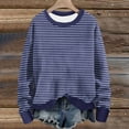 thumbnail image 2 of hotojiny Long Sleeve Sweatshirt for Women Casual Crew Neck Knit Pullover Tops Fall Fashion Striped Tunic Tops, 2 of 5