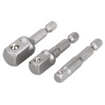 Ensemble d'adaptateurs de socket de qualité impact,3pcs Adaptateur de socket de forage hexagonal à 1/4" 3/8" 1/2" Conducteur d'impact de entraînement pour perceuse sans fil & Tournevis, perceuse de puissance & Chauffeur