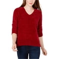 thumbnail image 1 of Maison Jules Suéter de chenilla con cuello en V para mujer, rojo, grande maison Jules Pull-over, 1 of 2