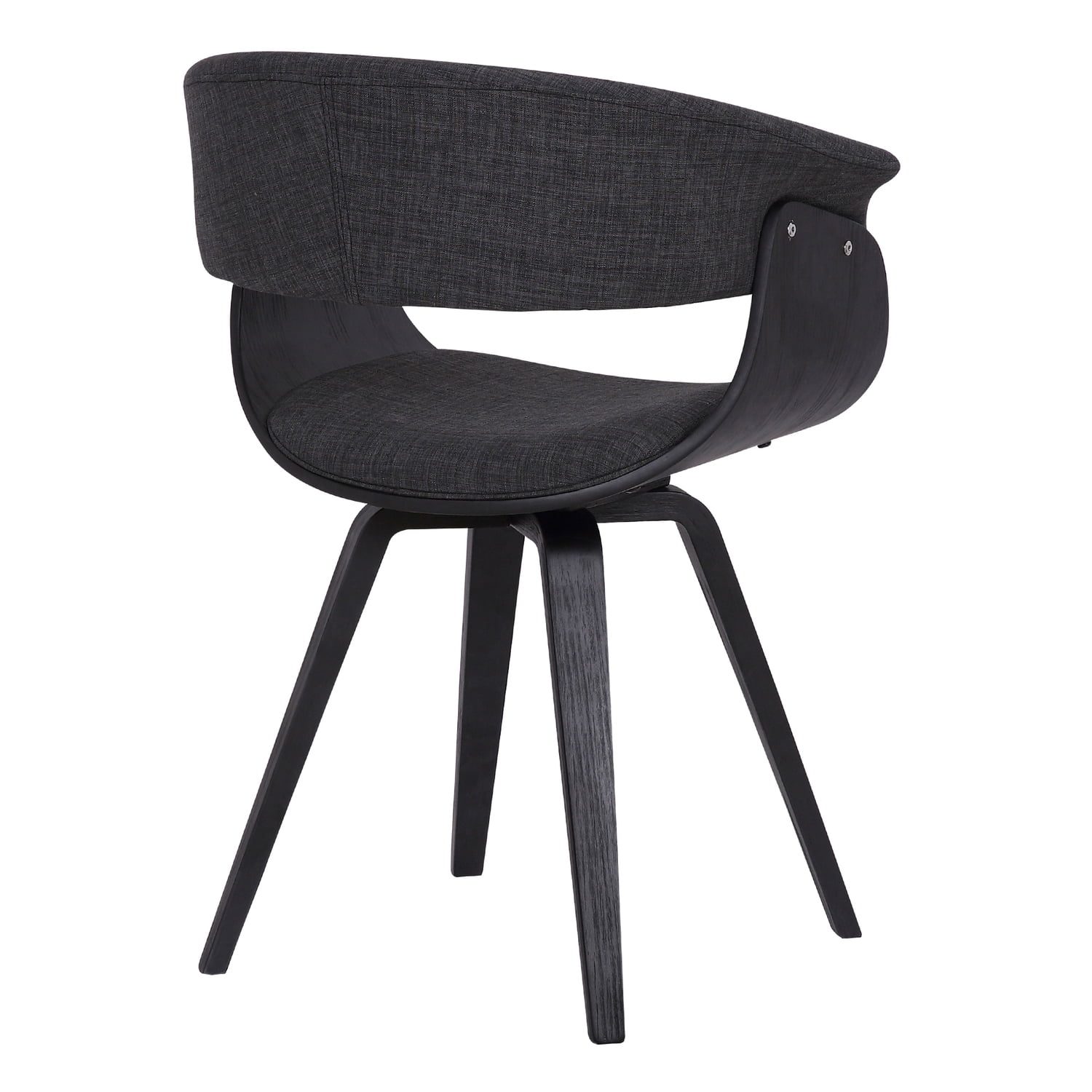 Summer Mid Century Modern Dining Accent Chair for Table Kitchen Desk Vanity in Charcoal Fabric and Black Wood Finish