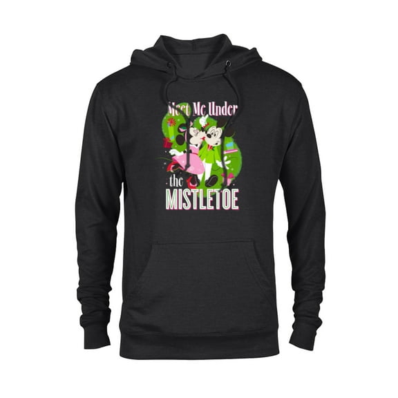 Disney Mickey & Minnie Mouse Meet Me Under The Mistletoe - Pullover Hoodie for Adults - Customized-Black