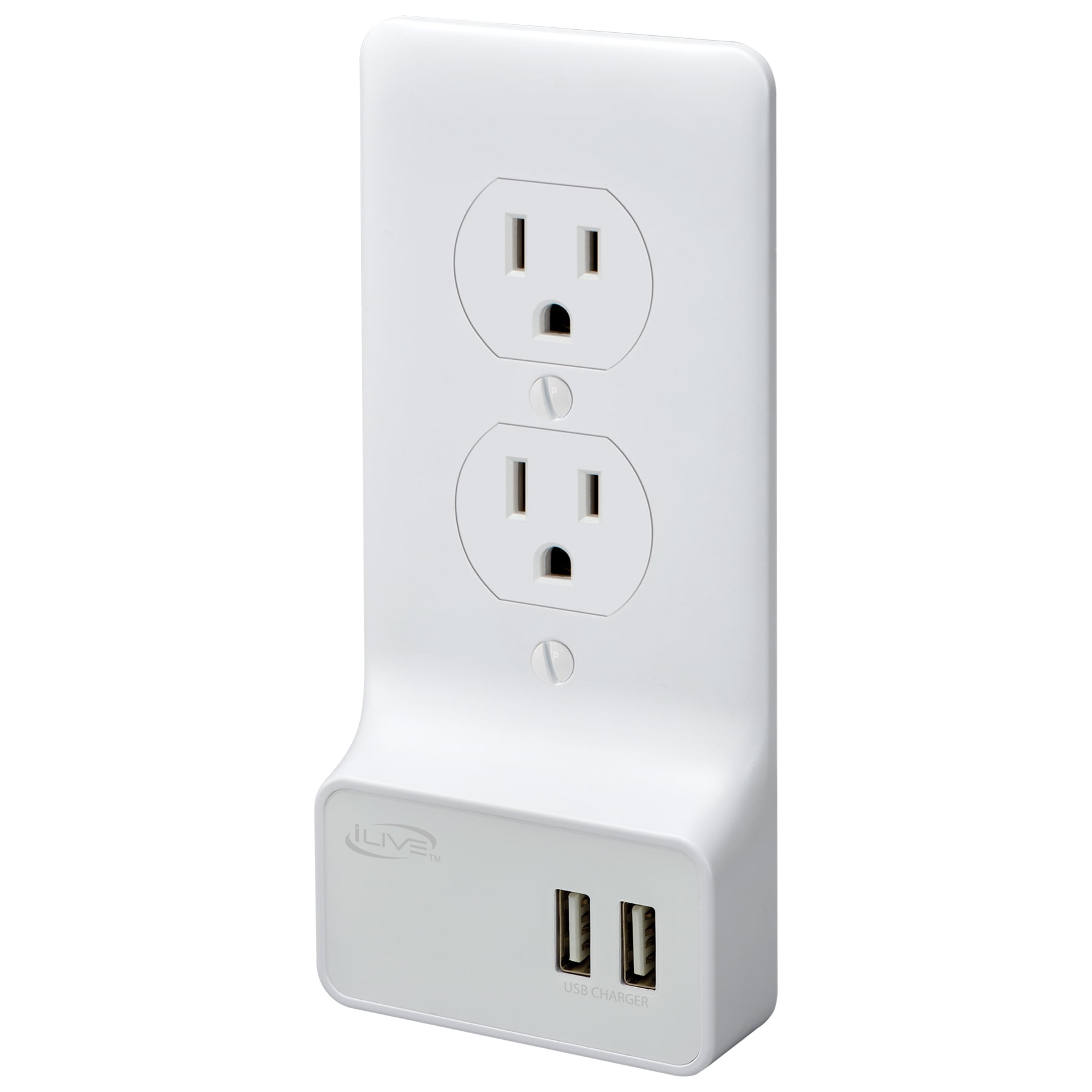 iLive AC and Dual USB Wall Plate Cover, IAWP28W, White
