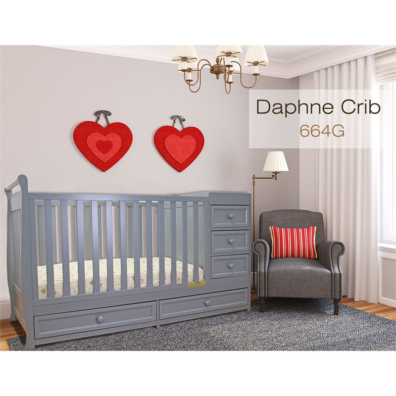 AFG Baby Furniture Daphne 2-in-1 Crib & Changer Combo Gray
