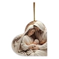 thumbnail image 3 of Feledorashia Personalized Acrylic Christmas Ornaments - 3.15" Heart Holiday Tree Pendants, Nativity Scene Hanging Decor, Christmas Tree Decorations, Religion Gift for Family and Friends, 3 of 5