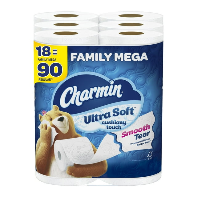 Papel higiénico Charmin Ultra Soft Cushiony Touch, 18 mega rollos