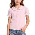 thumbnail image 1 of Odeerbi Camisas de Golf de Chicas Algodón Peter Pan Collar Puff Camisas de Tenis de Manga Corta, 1 of 7