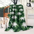 thumbnail image 2 of Green Cartoon Dinosaurs Leaves Pattern Blanket,Comfortable Soft Flannel Throw Blanket,All Season,Warm Lightweight Blankets for Sofa Bed Couch Living Room Chair,40"x50", 2 of 4