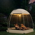 thumbnail image 2 of Pop Up Screen House Tent, 10x10 FT Screen Room Canopy with Mosquito Mesh, Instant UV Resistant Shelter with Carry Bag, Beige, 2 of 7
