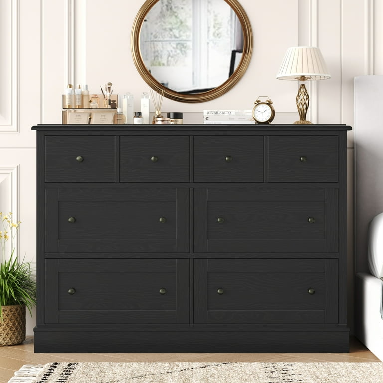 Homfa 8 Drawer Horizontal Combo Dresser for Bedroom, Modern Chest of  Drawers Wood Storage Cabinet for Living Room, Black - Walmart.com
