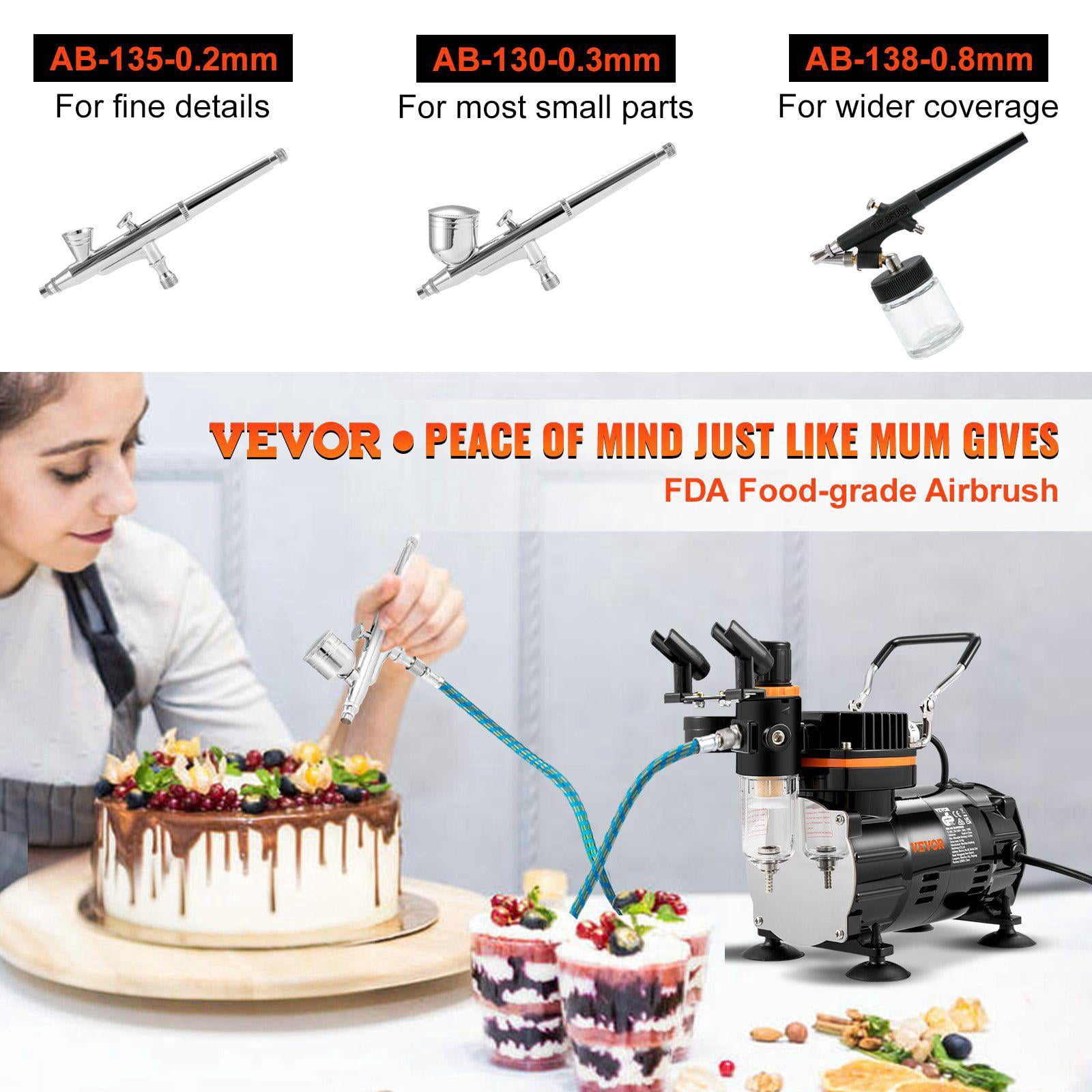 Professional Dual Action Gravity Feed Airbrush Kit with Compressor for Art Nails Cookies Tattoos
