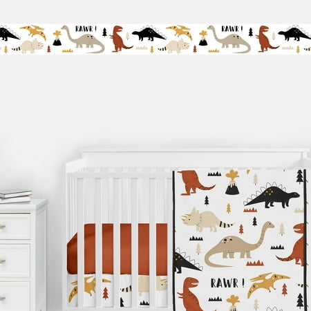 UPC: 0846480090748 | Mod Dinosaur Black and Orange 15 L x 6 W Wallpaper Border by Sweet Jojo Designs