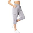 thumbnail image 3 of WQD Womens Cargo Capris Travel High Waist Drawstring Workout Pants Button Decor Summer Loose Harem Sweatpants Stylish Soft Casual Work Pants with Pockets, 3 of 6