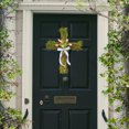 thumbnail image 2 of Easter Front Door Cross Wreath Easter Artificial Wreath With Tulips And White Ribbons, Home Decration Easter Cross Flowers Spring Wreath, 2 of 7