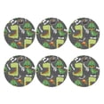 thumbnail image 2 of Disketp Cartoon Dinosaurs Funny Coasters,6 Pcs Leather Coasters With Holder, Perfect Housewarming Hostess Gifts,Protect Furniture From Water Marks Scratch And Damage, 2 of 9