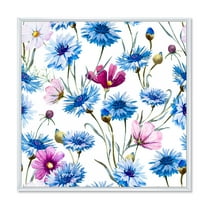 Designart 'Pink and Blue Wild Cornflowers' Traditional Framed Canvas Wall Art Print