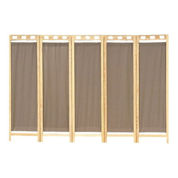 Biombo MARDAM Mampara DE Madera DE Pino Natural 5 Paneles Capuchino