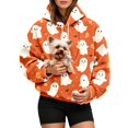 thumbnail image 5 of Zijinkuiwen Women Oversized Fleece Hoodie with Pet Pocket Cute Ghost Bat Star All Over Print Pullover for Halloween Fall Casual Daily Wear,XL, 5 of 7