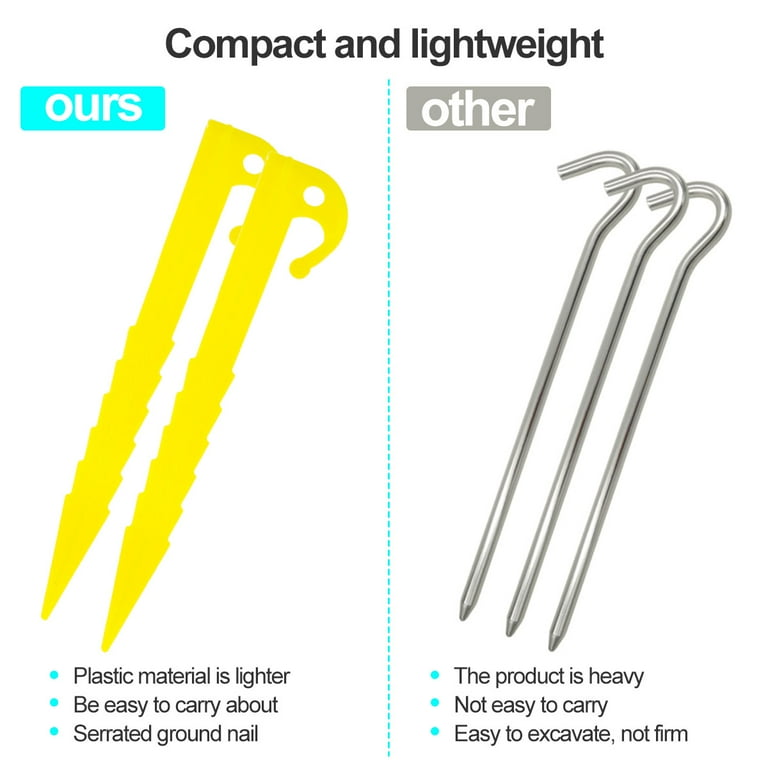 Sutowe 20 Pcs Plastics Tent Stakes Heavy Duty Tent Pegs 5.7inch Tent Pegs Spike Hook Lightweight Tarp Pegs Camping Tent Stake Nail Lengthen Spiral