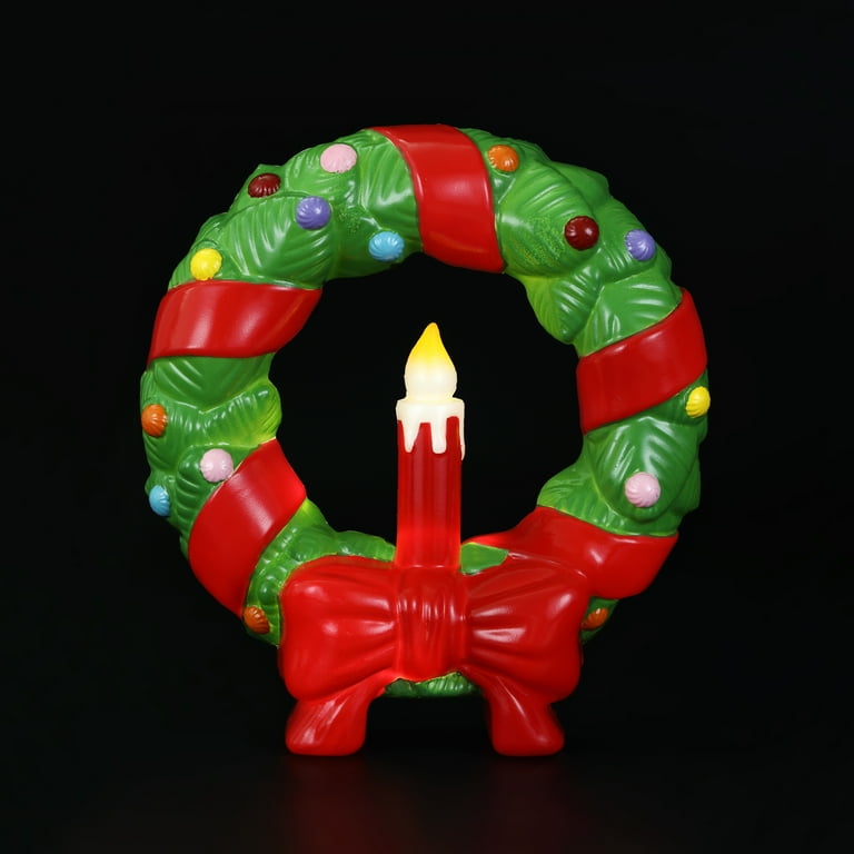 レア　Mr.CHRISTMAS　リース Mr. Christmas Decorative 12-inch Blow Mold Wreath, Green - Walmart.com