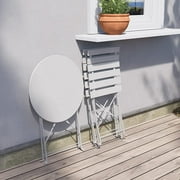 Grand Patio Metal 3-Piece Folding Bistro Table and Chairs Set, Outdoor Patio Dining Furniture for Small Spaces, Balcony, White