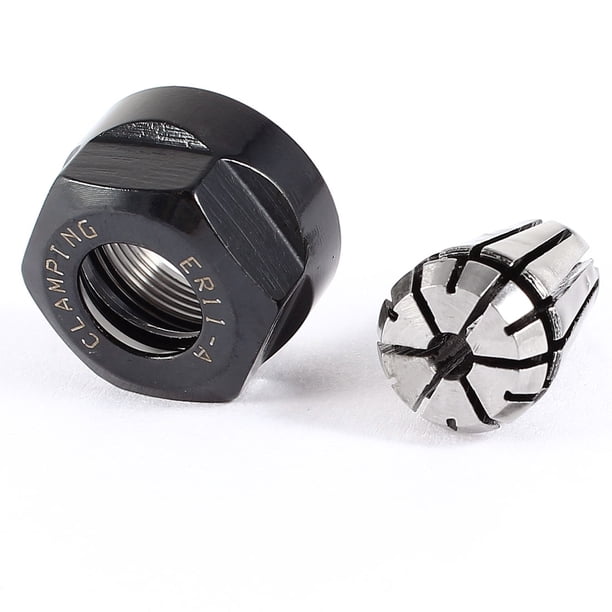 Chuck de muelle de precisión ER11 de 1/8" tono plateado con tuerca de tornillo