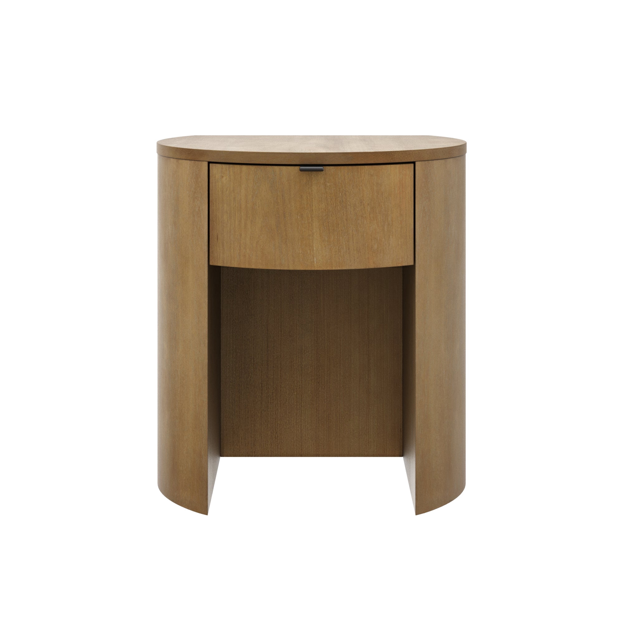Nathan James Shay Solid Wood Nightstand, Modern Bedside Table with Drawer, Contemporary Rounded Nightstand Table for Bedroom, Light Brown