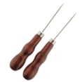 thumbnail image 1 of 2pcs sewing awl with wooden handle hand sewing needle leather needle, 1 of 8