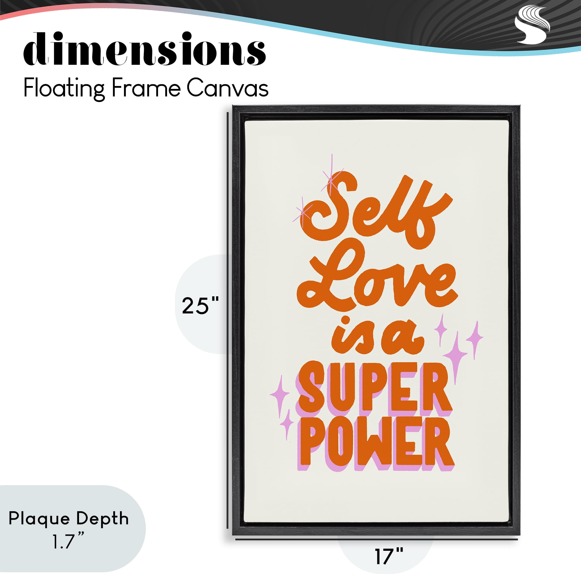 Stupell Industries Self Love Is Superpower Black Framed Floater Canvas Wall Art, design by Indira Prieto | IndySign