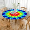 thumbnail image 3 of Rainbow Tie Dye Mandala Pattern Round Fitted Tablecloth with Elastic Edge,Dining Table Cover Waterproof,Outdoor Round Tablecloth for Camping,Dining,Indoor and Outdoor, 3 of 7
