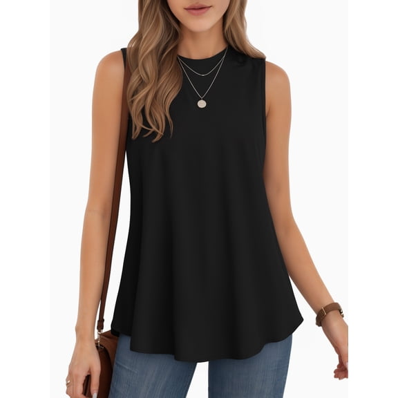 MOYIKO Tank Tops for Women Crew Neck Loose Fit Sleeveless Top Summer Clothes Womens Tunic Tops