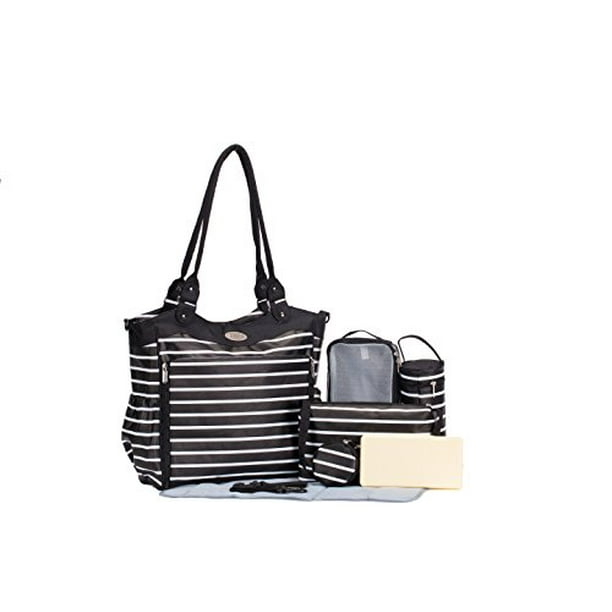 SoHo Tote Diaper Bag, Louvre, Classic Stripe, 9 Piece Set