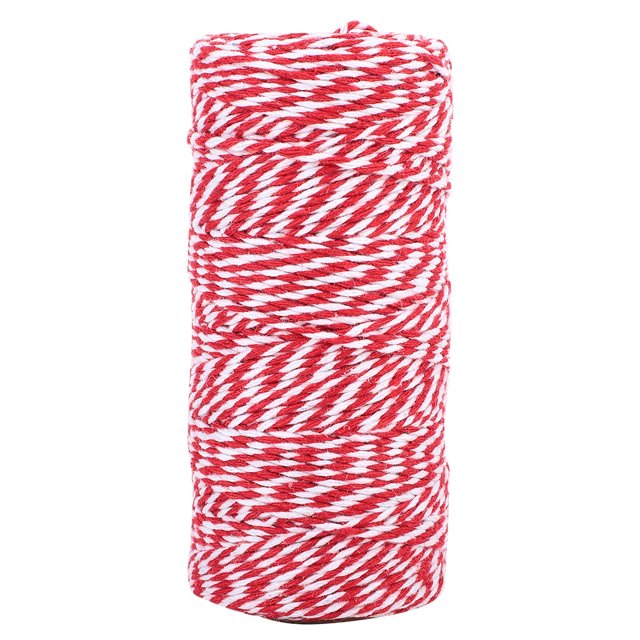 Hilo de algodón de doble color hecho a mano de 100 m para decoración (rojo y blanco)